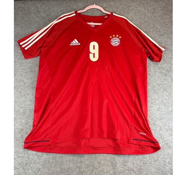 2017 Bayern Munich #9 FC Football Soccer Jersey Mens 2XL Red Adidas Climacool - Picture 1 of 9